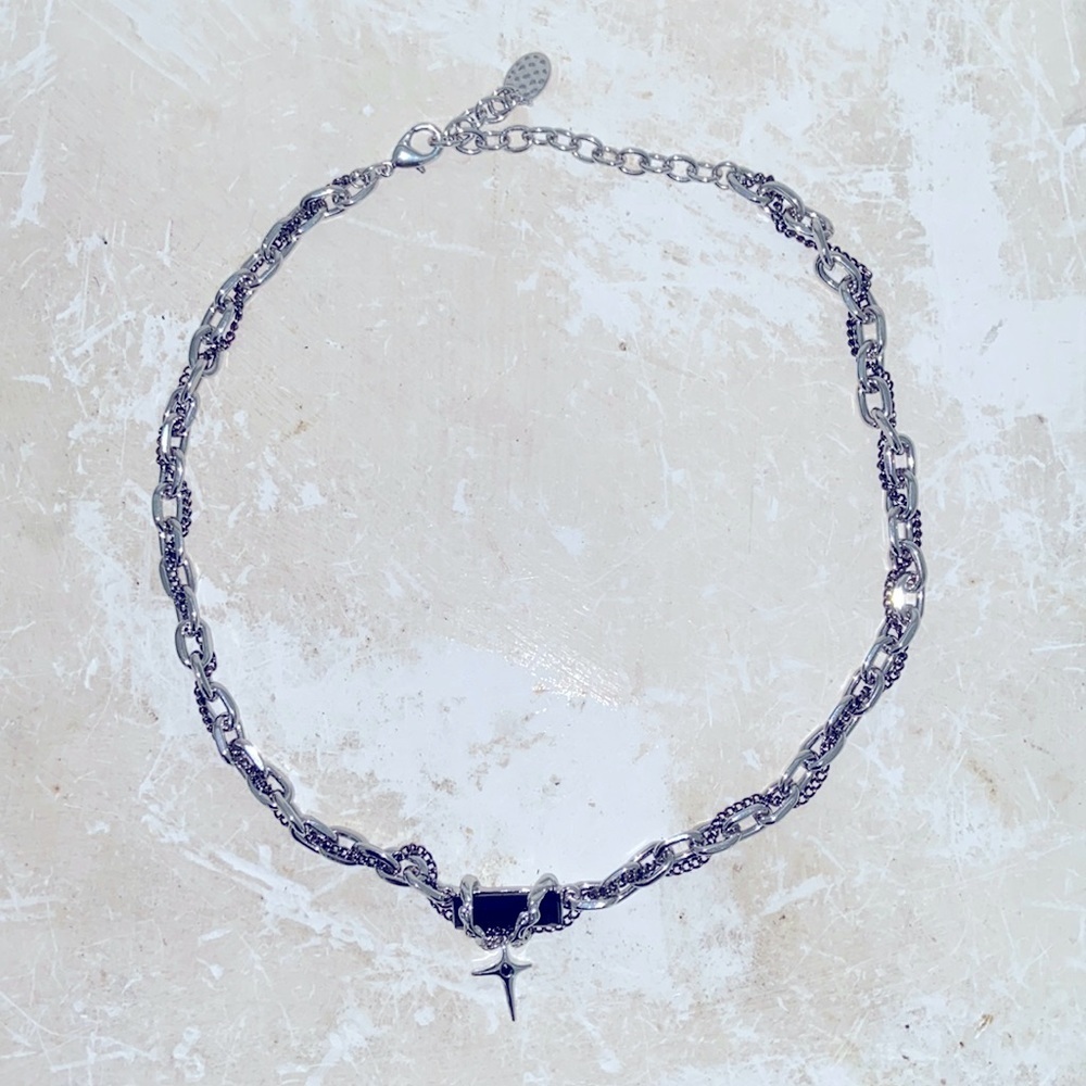 mcmlxxx 1/1 custom made Designer Choker Necklace NWT UNI Silver / Black​​​​
